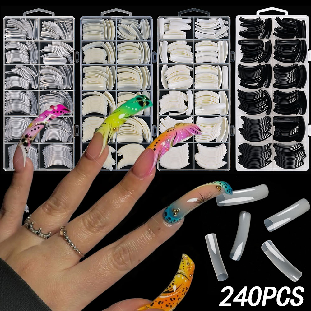 Nail Art Xxl - 240PC Şahin Kavisli Uzun Kare Yanlış