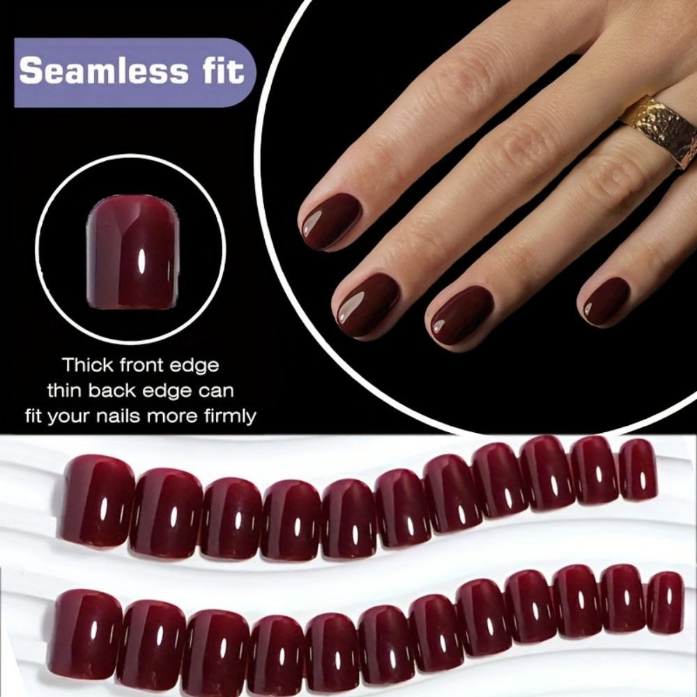 Nail Art Red Wine Cat Eye - Kızlar için 24 Parça Şarap Kırmızısı