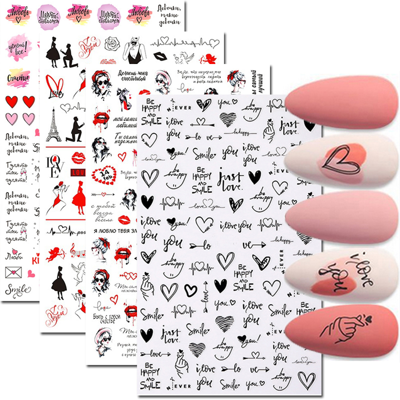Nail Art Valentine - Nail Art Çıkartmaları Aşk Kalpler Mektuplar