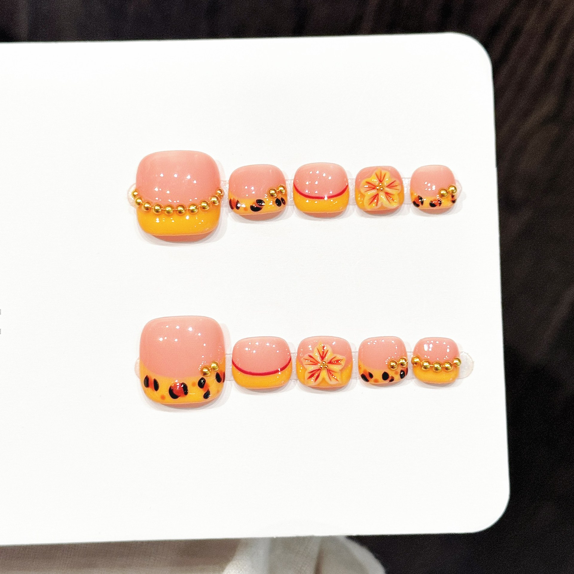 Nail Art Orange - 10 adet El Yapımı Preslenmiş Ayak