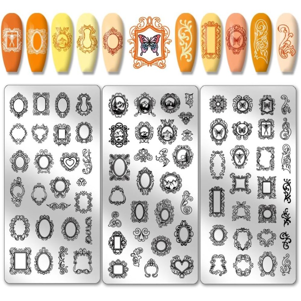 Nail Art Motif - 3 adet Vintage Resim Çerçevesi Tırnak