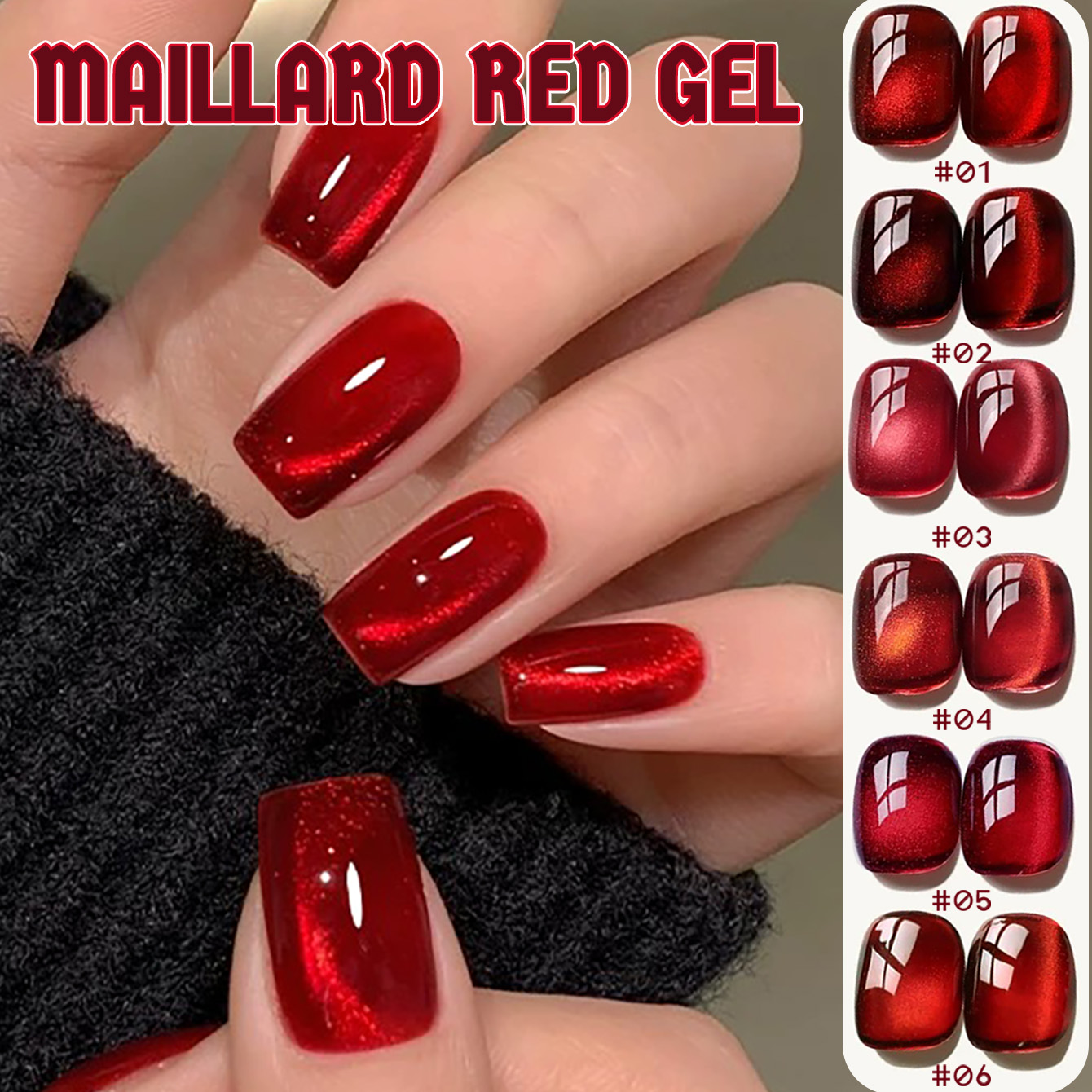 Nail Art Red Wine Cat Eye - 1 adet TC Beyazlatıcı Kırmızı Şeffaf