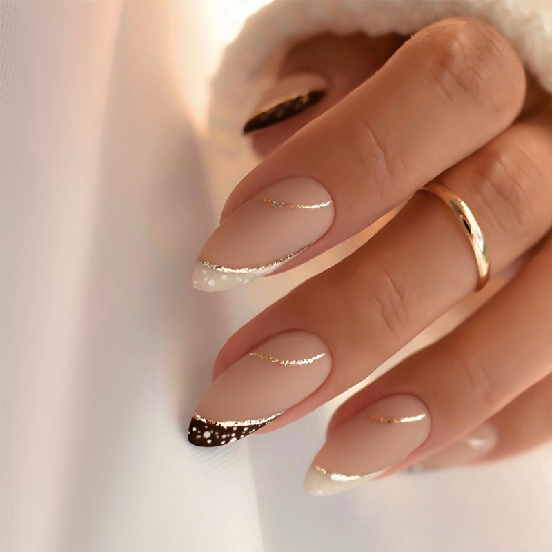 Nail Art Fake Nails - 24 adet Fransız tarzı giyilebilir tırnak