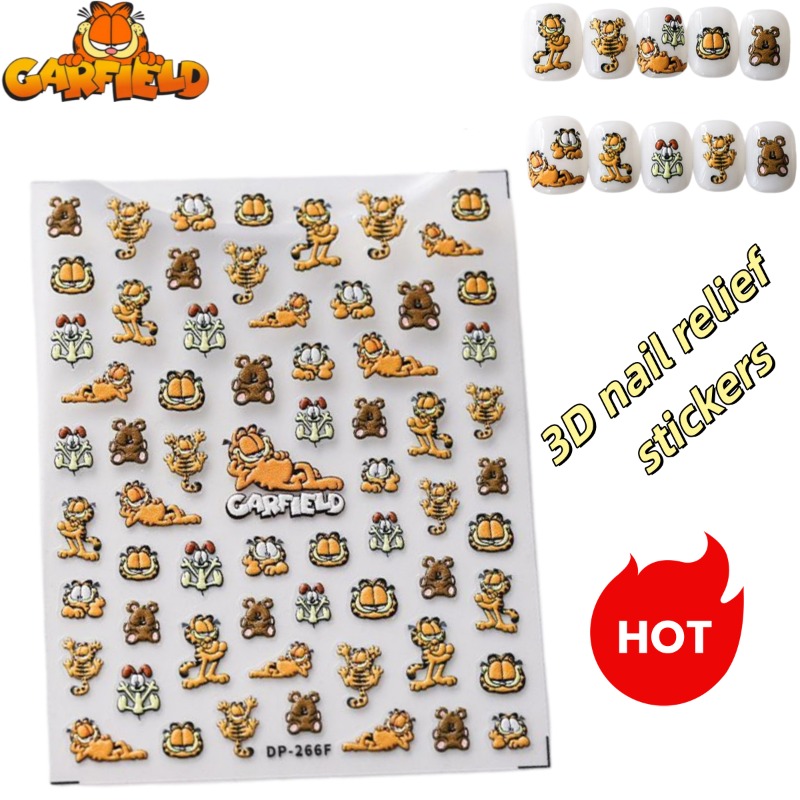 Nail Art Motif - Karikatür Garfield Ins Stil Tırnak Rölyef