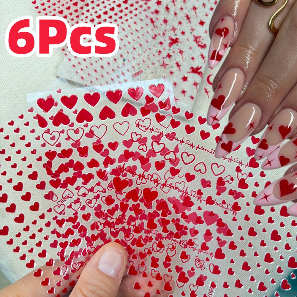 6 adet/takım Kırmızı Aşk-Kalp  - Nail Art Valentine incelemesi ve fiyatı