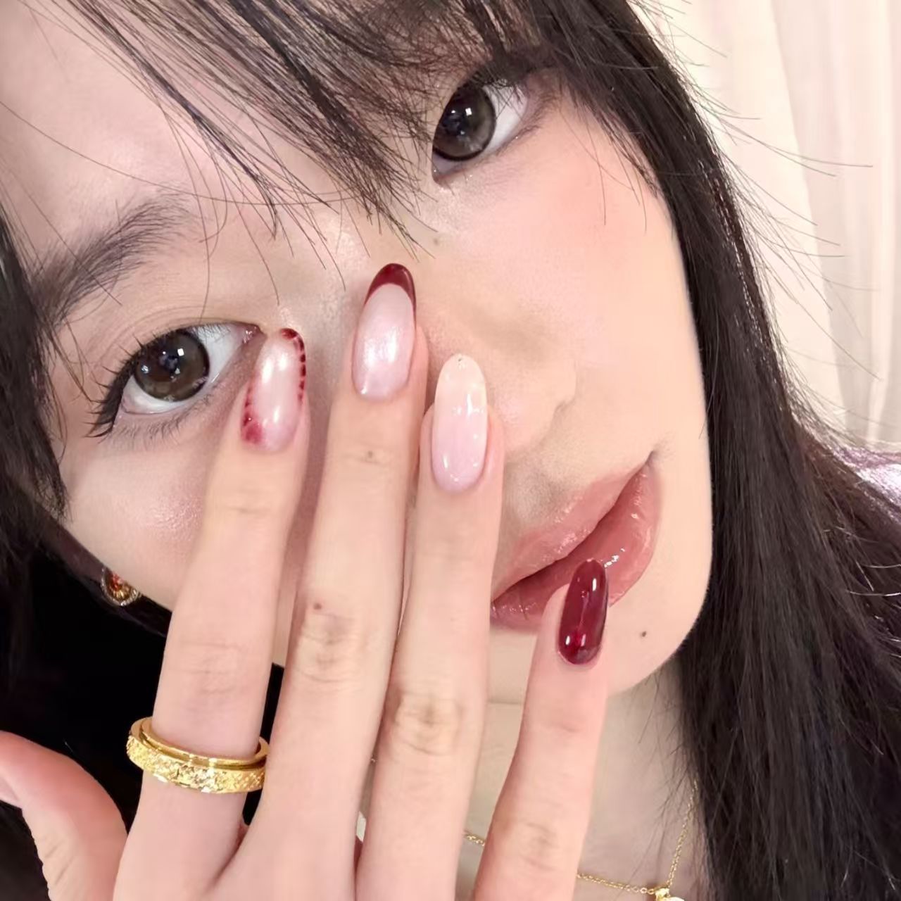 10 Adet El Yapımı Oval Takma T - Nail Art Red Wine Cat Eye incelemesi ve fiyatı