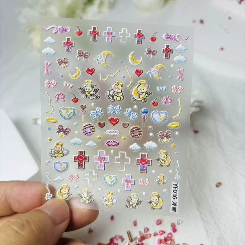 Sevimli Melek Ayı Karikatür 3D - Nail Art Motif incelemesi ve fiyatı