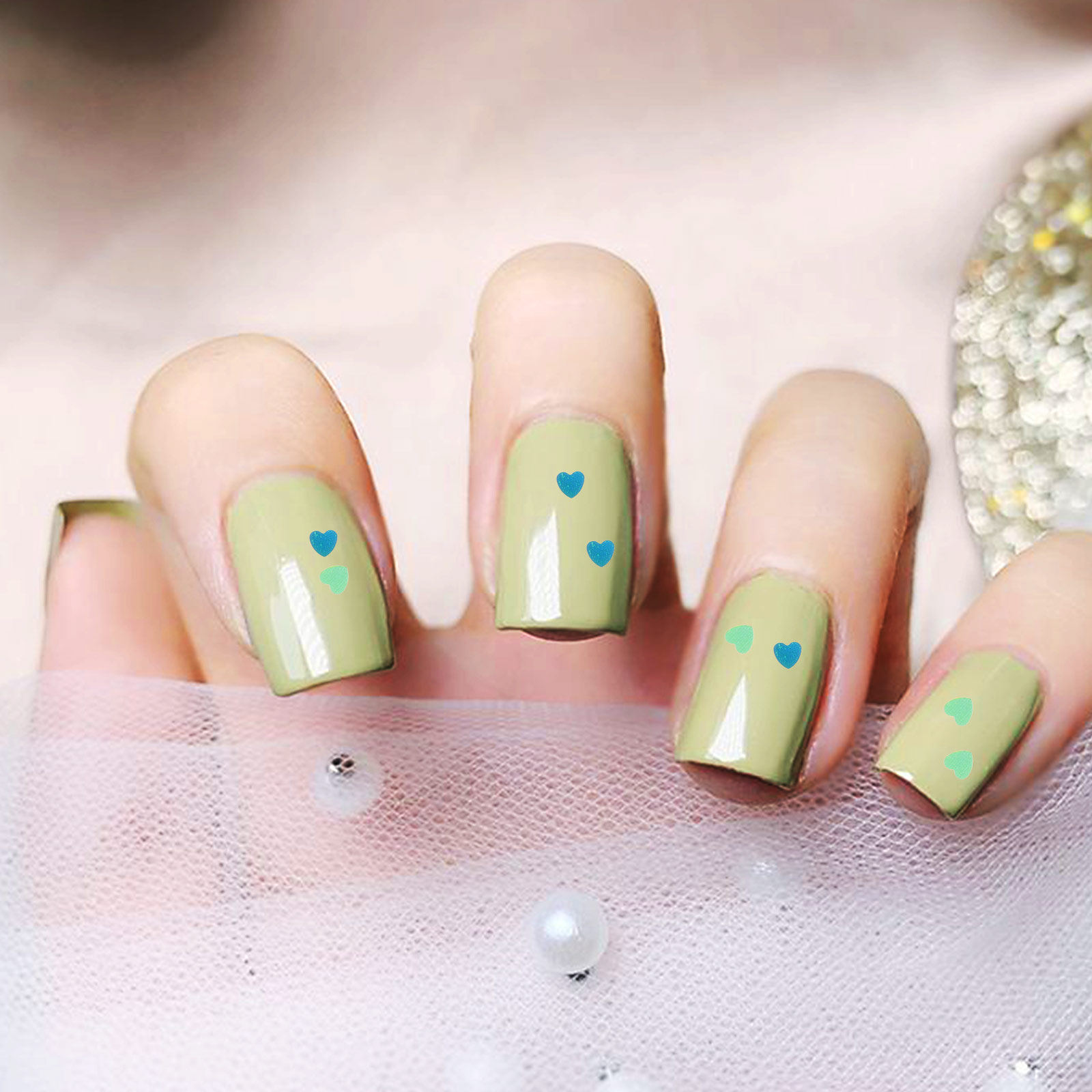 1 takım parlayan kalp tırnak p - Nail Art Valentine incelemesi ve fiyatı